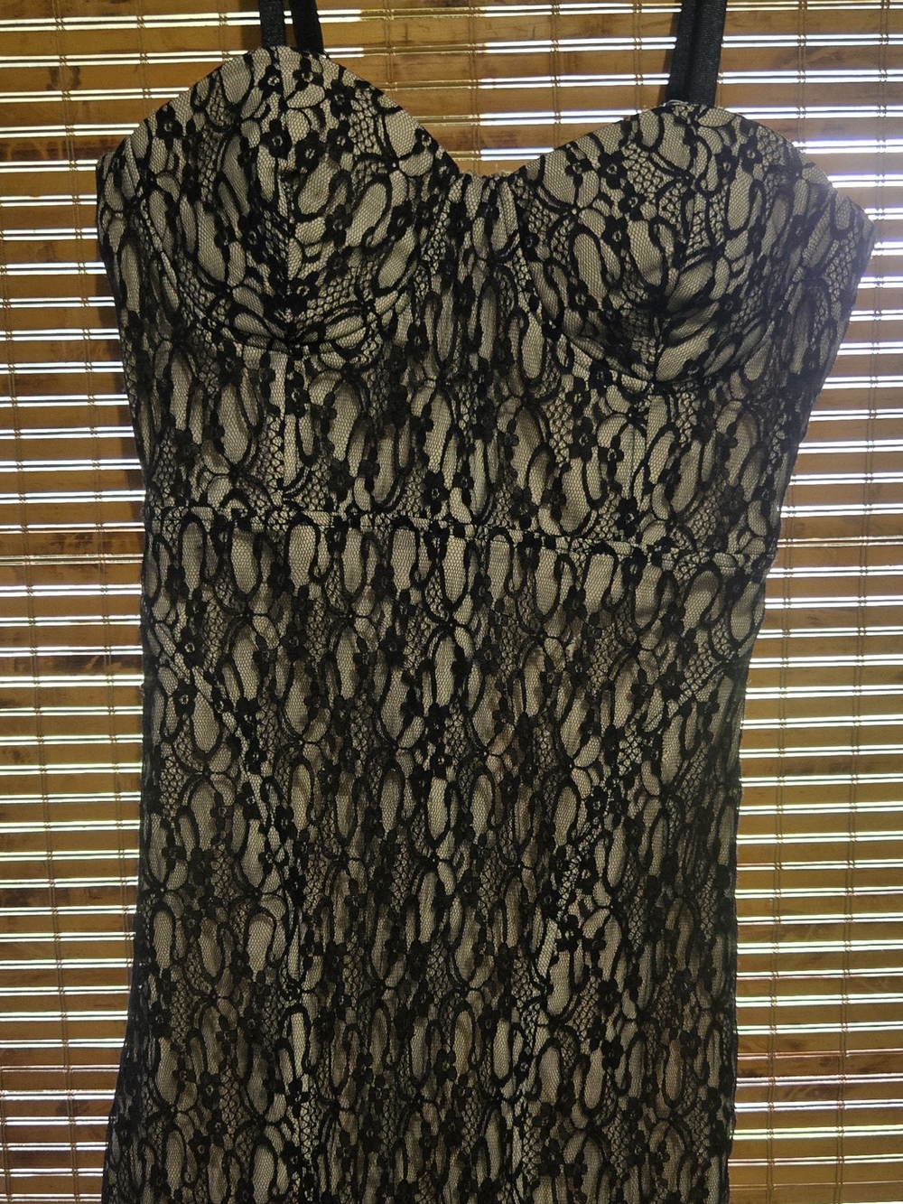 Forever 21 Black Nude Lace Bustier Bodycon Dress Small